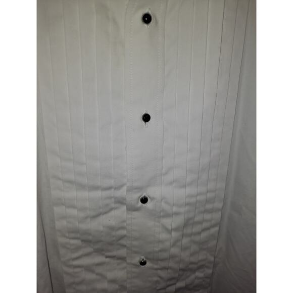 J. Ferrar Men's Collar Large Pleats Tuxedo White Cotton-Polyester Shirt Size XL - Picture 5 of 8